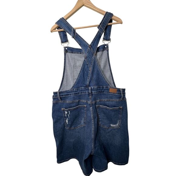 Judy Blue High Waist Double Cuff Denim Short Overalls Sz 2XL - Picture 6 of 13